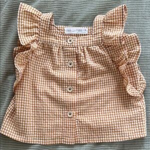 Zara babies mustard Gingham Ruffle Blouse
